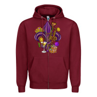 Burgundy Fleur de lis Mardi Gras Zipper Hoodie - HowdyJamesFarm
