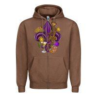 Chestnut Fleur de lis Mardi Gras Zipper Hoodie - HowdyJamesFarm