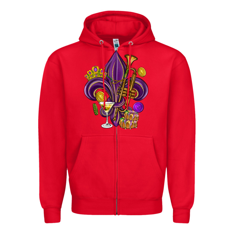 Fleur De Lis Mardi Gras Zipper Hoodie by HowdyJamesFarm | Teevron