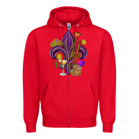Red Fleur de lis Mardi Gras Zipper Hoodie - HowdyJamesFarm