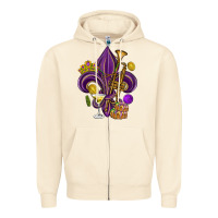 Sandshell Fleur de lis Mardi Gras Zipper Hoodie - HowdyJamesFarm