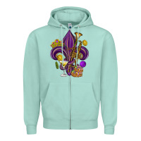 Seafoam Fleur de lis Mardi Gras Zipper Hoodie - HowdyJamesFarm