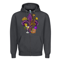 Smoke Fleur de lis Mardi Gras Zipper Hoodie - HowdyJamesFarm