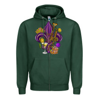 Sports Green Fleur de lis Mardi Gras Zipper Hoodie - HowdyJamesFarm