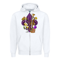 White Fleur de lis Mardi Gras Zipper Hoodie - HowdyJamesFarm