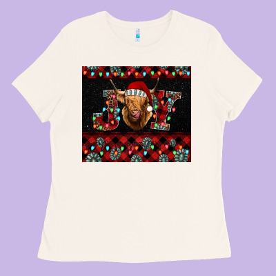 Highland Cow Joy Christmas Tumbler Ladies Tee Designed By Jasminsmagicworld