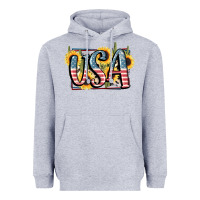 Heather Grey USA 4th of July Heavyweight Hoodie - FaDigitalArtStudio