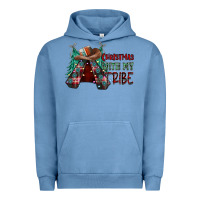 Pigment Pebble Blue Christmas with tribe Urban Hoodie - CowhideDigitalArt