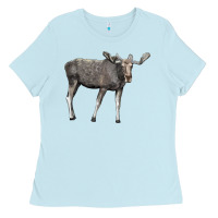Baby Blue Moose Buck Deer Ladies Tee - LillyAllenDesigns