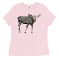 Bubblegum Pink Moose Buck Deer Ladies Tee - LillyAllenDesigns