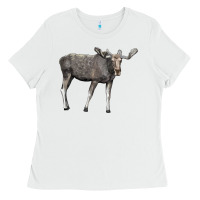 White Moose Buck Deer Ladies Tee - LillyAllenDesigns