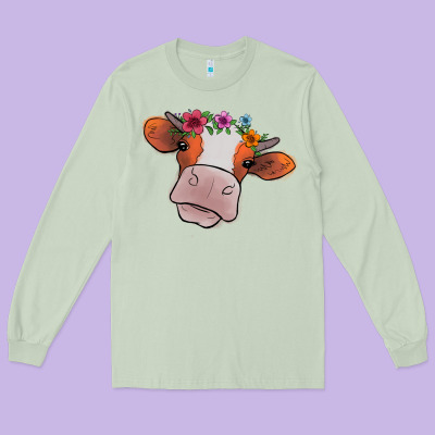 Cow With Flowers Long Sleeve Tee Designed By Bettercallsaul