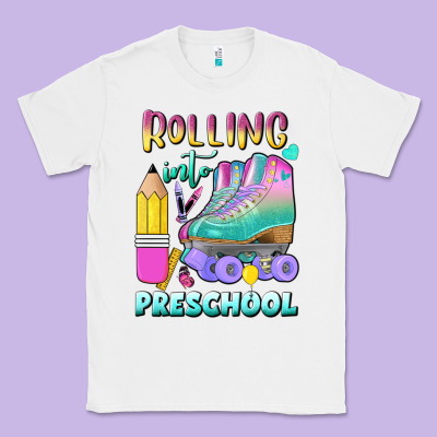 Rolling Into Preschool Classic Tee Designed By Bundleandbundleshop
