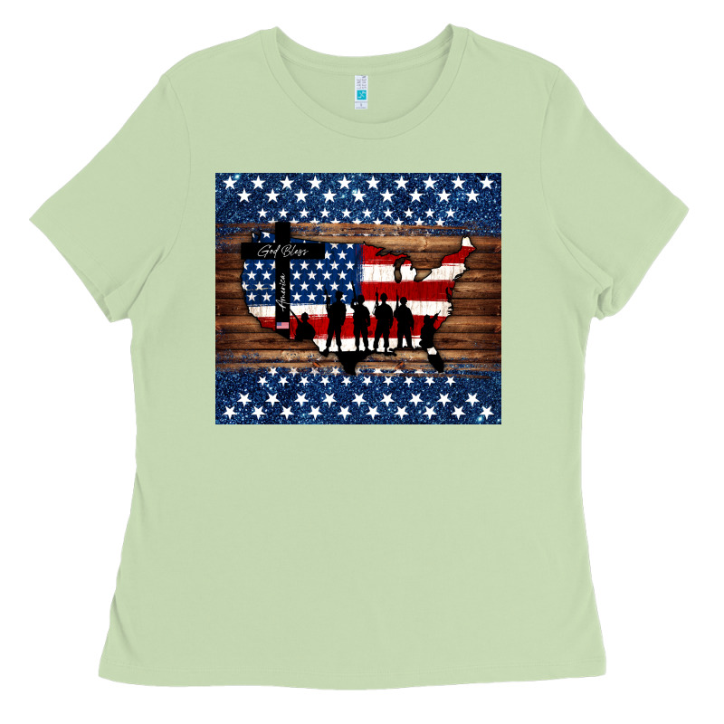 God Bless America American Flag Tumbler Ladies Tee by Jasminsmagicworld | Teevron