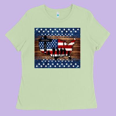 God Bless America American Flag Tumbler Ladies Tee Designed By Jasminsmagicworld