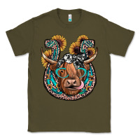 Army Green highland cow horseshoe Classic Tee - JahusDesignShop
