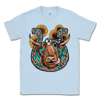 Dusty Blue highland cow horseshoe Classic Tee - JahusDesignShop