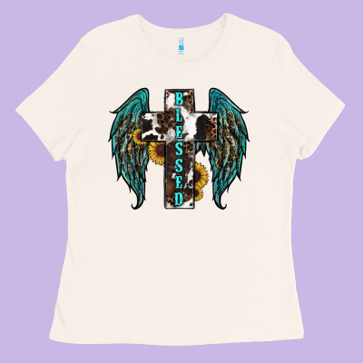 Western Wings Cross Blessed Ladies Tee Designed By Ranaportraitstore
