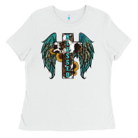 White western wings cross blessed Ladies Tee - RanaPortraitStore