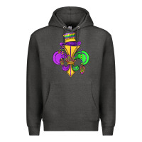 Charcoal Heather fleur de lis Premium Hoodie - OliviaCreatesArt