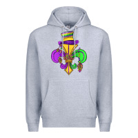 Heather Grey fleur de lis Premium Hoodie - OliviaCreatesArt