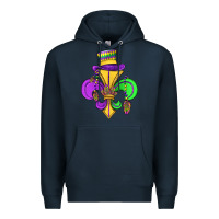 Navy fleur de lis Premium Hoodie - OliviaCreatesArt