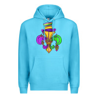 Ocean Blue fleur de lis Premium Hoodie - OliviaCreatesArt