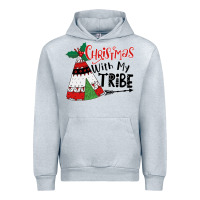 Heather Grey Christmas with my tribe boho Urban Hoodie - CowhideDigitalArt
