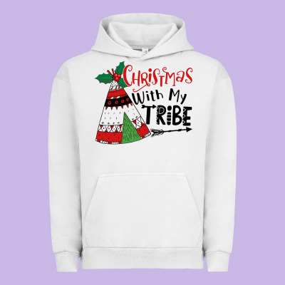 Christmas With My Tribe Boho Urban Hoodie Designed By Cowhidedigitalart