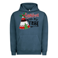 Pigment Midnight Navy Christmas with my tribe boho Urban Hoodie - CowhideDigitalArt