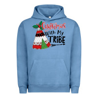 Pigment Pebble Blue Christmas with my tribe boho Urban Hoodie - CowhideDigitalArt