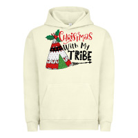 Pigment Pistachio Christmas with my tribe boho Urban Hoodie - CowhideDigitalArt