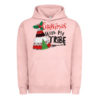 Pigment Salmon Christmas with my tribe boho Urban Hoodie - CowhideDigitalArt