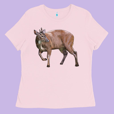 Red Brocket Buck Deer Ladies Tee Designed By Lillyallendesigns