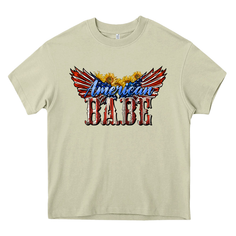 American Babe With Sunflowers Heavy Core Tee by LillyAllenDesigns | Teevron