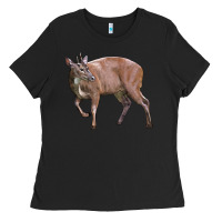 Black Red Brocket Buck Deer Ladies Tee - LillyAllenDesigns
