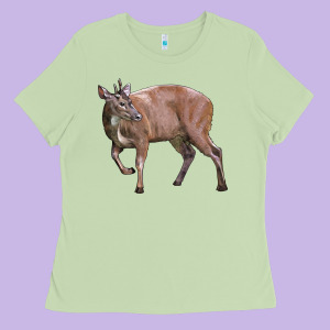 Red Brocket Buck Deer Ladies Tee Designed By Lillyallendesigns