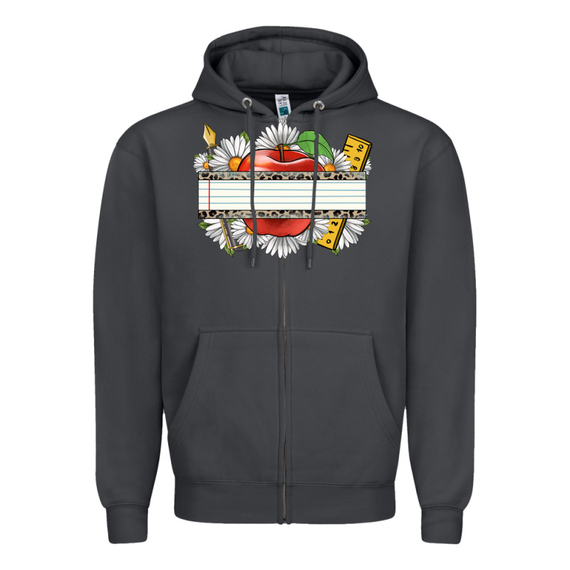 Floral Teacher Custom Name Zipper Hoodie by CowGirlArtShop | Teevron