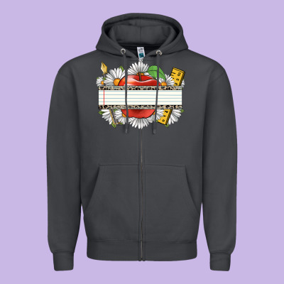 Floral Teacher Custom Name Zipper Hoodie Designed By Cowgirlartshop