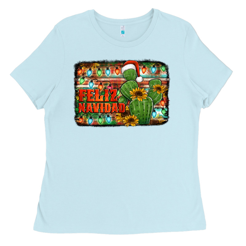 Feliz Navidad Merry Christmas Cactus Ladies Tee by Jasminsmagicworld | Teevron