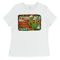 White feliz navidad merry christmas cactus Ladies Tee - Jasminsmagicworld