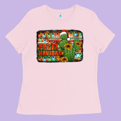 Feliz Navidad Merry Christmas Cactus Ladies Tee Designed By Jasminsmagicworld
