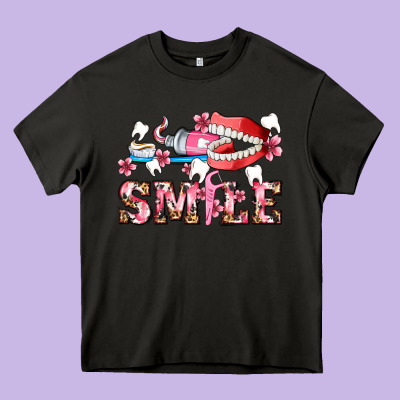Smile With Teeth And Brush Heavy Core Tee Designed By Adodesignshop