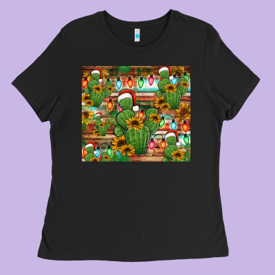 Feliz Navidad Merry Christmas Cactus Tumbler Ladies Tee Designed By Jasminsmagicworld
