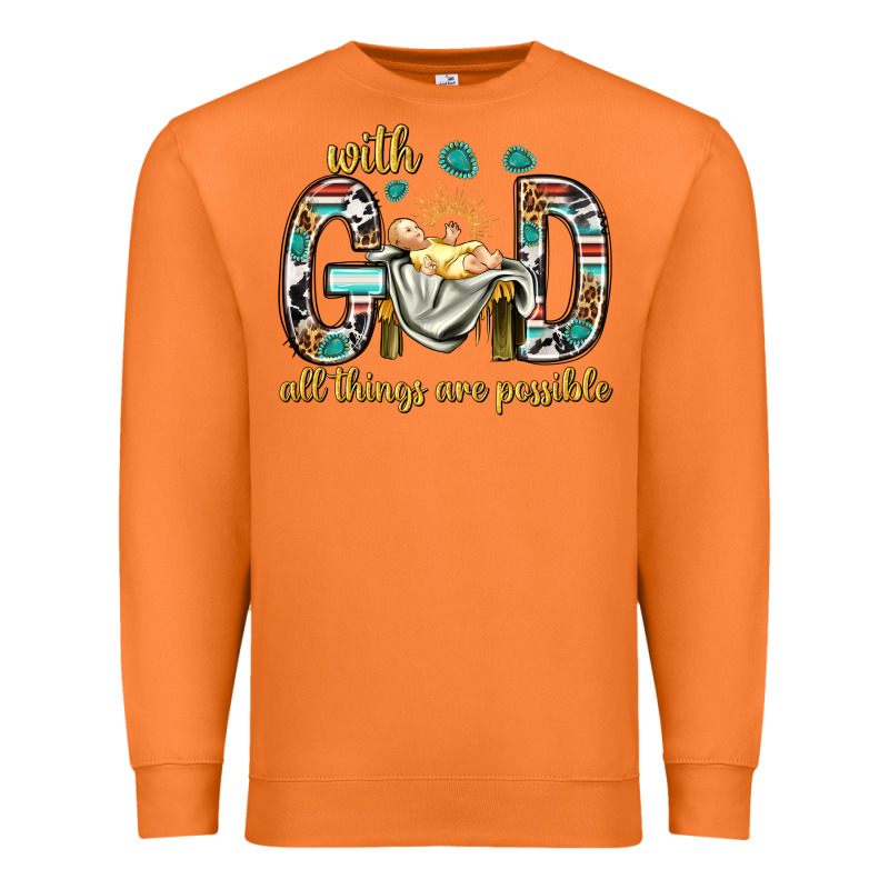 With God All Things Are Possible With Baby Jesus Bbs Premium Sweatshirt by BundleAndBundleShop | Teevron