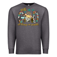 Charcoal Heather with god all things are possible with baby jesus bbs Premium Sweatshirt - BundleAndBundleShop
