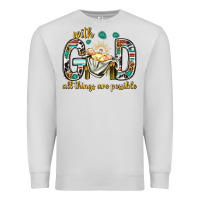 Dove Grey with god all things are possible with baby jesus bbs Premium Sweatshirt - BundleAndBundleShop
