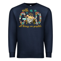 Navy with god all things are possible with baby jesus bbs Premium Sweatshirt - BundleAndBundleShop