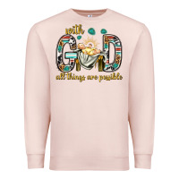 Pale Pink with god all things are possible with baby jesus bbs Premium Sweatshirt - BundleAndBundleShop
