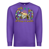 Purple with god all things are possible with baby jesus bbs Premium Sweatshirt - BundleAndBundleShop